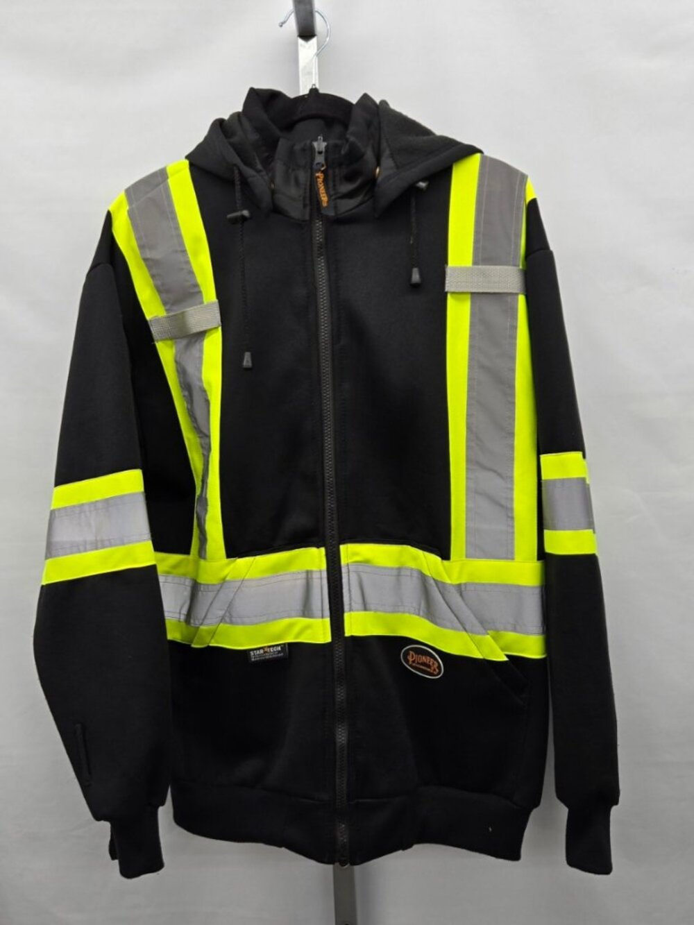 Pioneer Hi-Vis Reflective Safety Full-Zip Hooded Sweatshirt – Size L